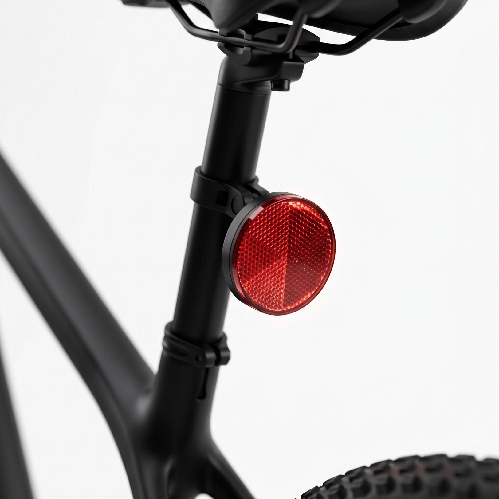Tracedwn hidden bike tracker rear reflector mounted on a bike seatpost